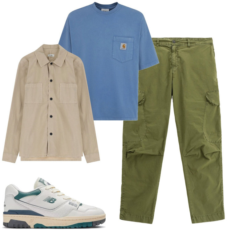 Outfit uomo - Total look #2210397. Stile Casual per Tutti i giorni. Abbinamento con sneakers, giacche, pantaloni cargo, t-shirt.