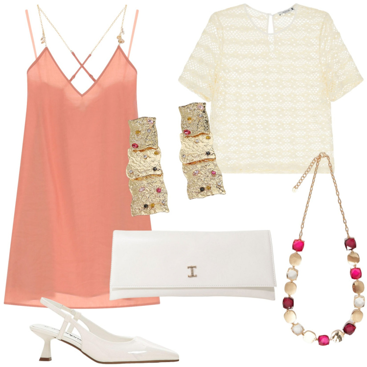 Outfit donna - Saldi Please: una serata speciale. Stile Chic per Serata fuori. Abbinamento con décolleté, vestiti corti, maglieria, pochette, orecchini, collane.