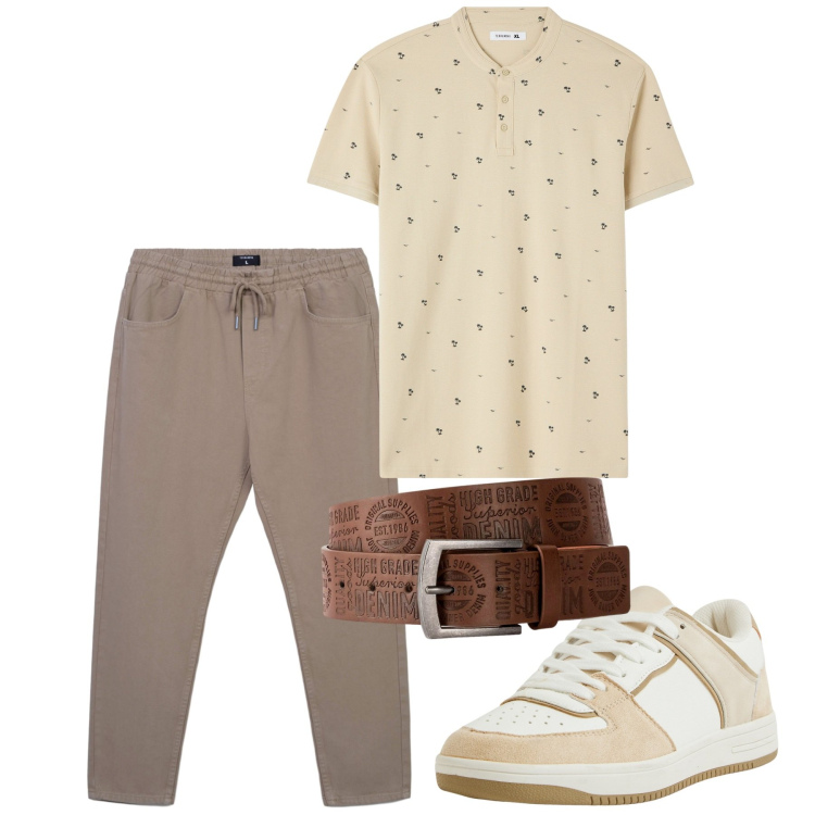 Outfit uomo - Luglio. Stile Casual per Tutti i giorni. Abbinamento con cinture, t-shirt, pantaloni, sneakers.