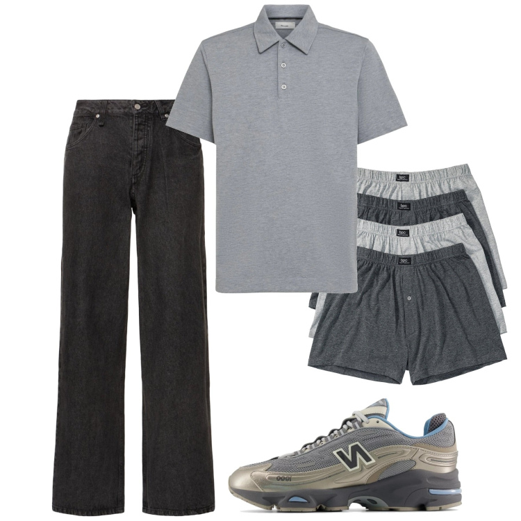 Outfit uomo - Casual june. Stile Casual per Tutti i giorni. Abbinamento con boxer, sneakers, pantaloni, polo.