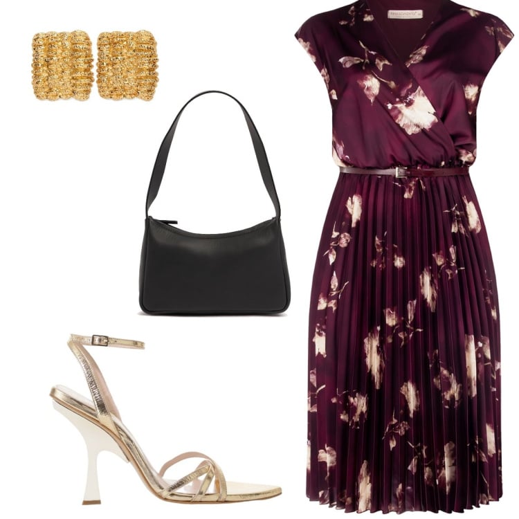 Outfit donna - Total look #2210506. Stile Boho per Serata fuori. Abbinamento con vestiti midi/longuette, sandali col tacco, borse a spalla, orecchini.