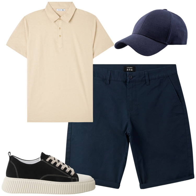 Outfit uomo - Total look #2210582. Stile Casual per Tutti i giorni. Abbinamento con polo, bermuda, sneakers, cappelli con visiera.