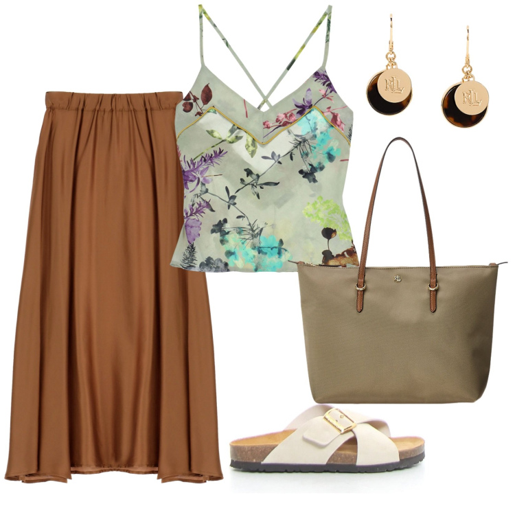 Outfit donna - Summer holiday. per Mare. Abbinamento con canottiere, gonne lunghe, orecchini, borse tote, ciabatte.