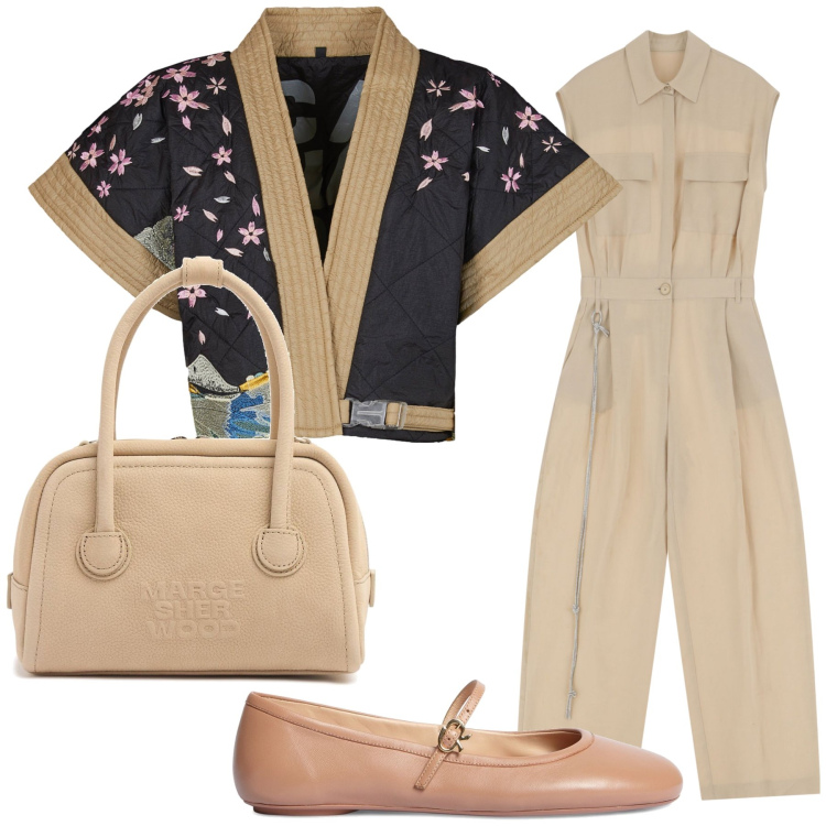 Outfit donna - Etnica per pranzare coi parenti. Stile Etnico per Tutti i giorni. Abbinamento con tute, kimono, ballerine, borse a mano.