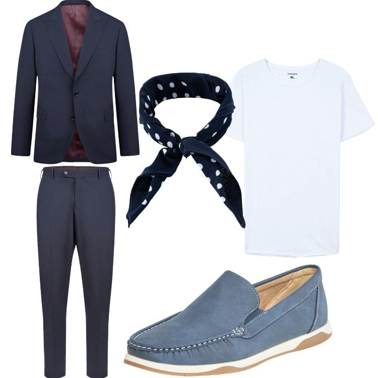 Outfit uomo - Elegante ma non troppo. Stile Business/Elegante per Serata speciale. Abbinamento con scarpe stringate, t-shirt, abiti, sciarpe e foulard.