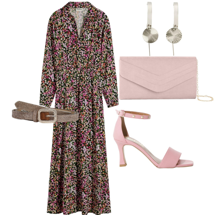 Outfit donna - Cerimonia in montagna. per Cerimonia. Abbinamento con vestiti lunghi, pochette, orecchini, cinture, sandali col tacco.