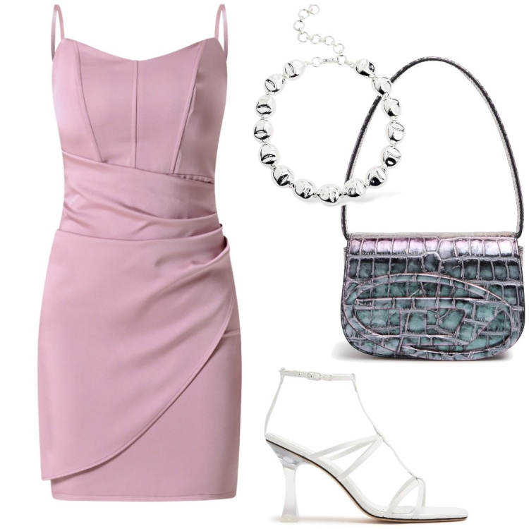 Outfit donna - Il tubino dal taglio sartoriale. Stile Glamour per Serata fuori. Abbinamento con vestiti a tubino, sandali in pelle, borse a spalla, collane.