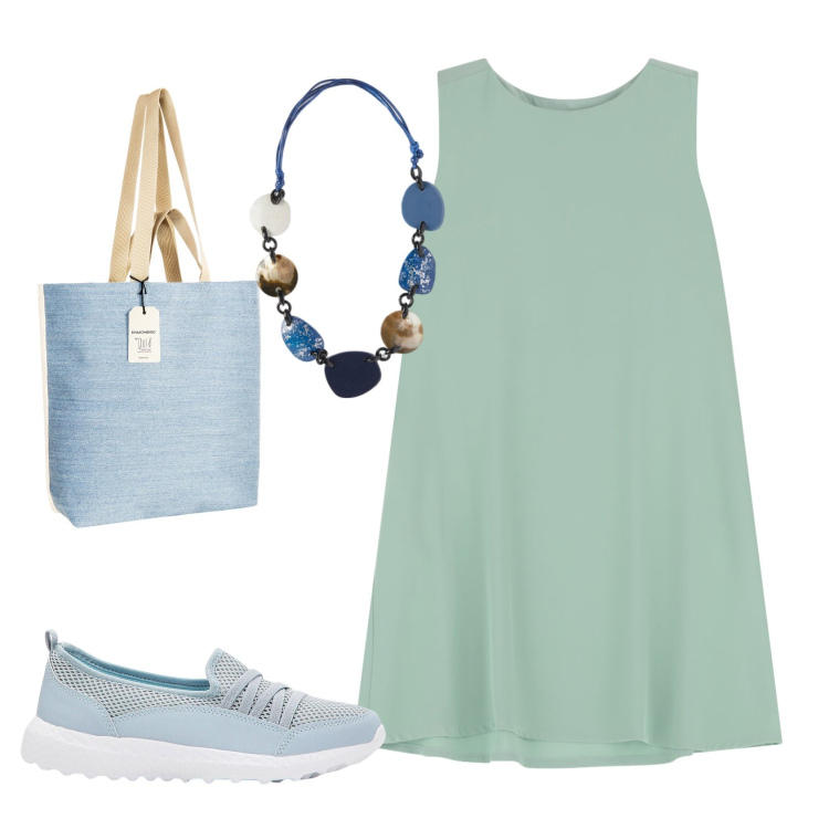 Outfit donna - Total look #2211012. Stile Casual per Tutti i giorni. Abbinamento con sneakers, borse tote, vestiti corti, collane.