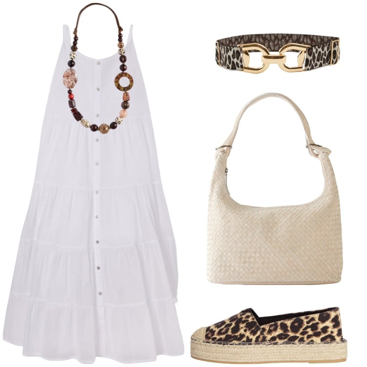 Outfit donna - Total look #2211043. Stile Etnico per Tutti i giorni. Abbinamento con shopping bag, vestiti lunghi, espadrillas, cinture, collane.