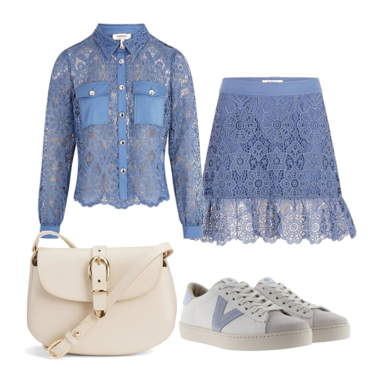 Outfit mujer - Trendy #6434. Estilo Trendy para Todos los días. Combinación con sneakers, minifaldas, camisas, bandoleras.