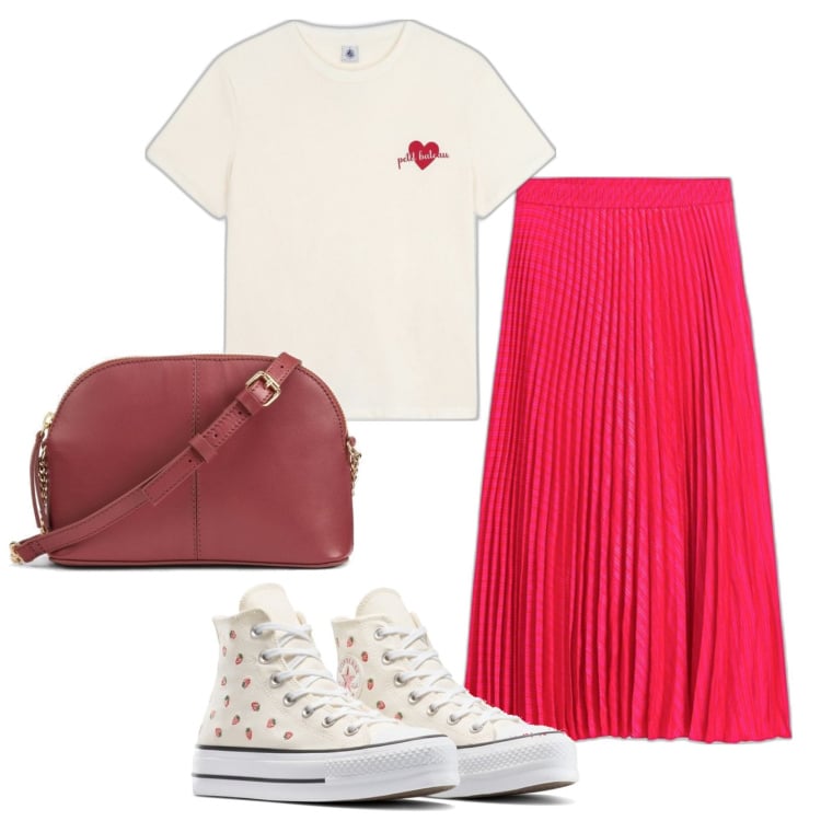Outfit mujer - Basic #3976. Estilo Basic para Todos los días. Combinación con faldas, sneakers, bandoleras, camiseta.