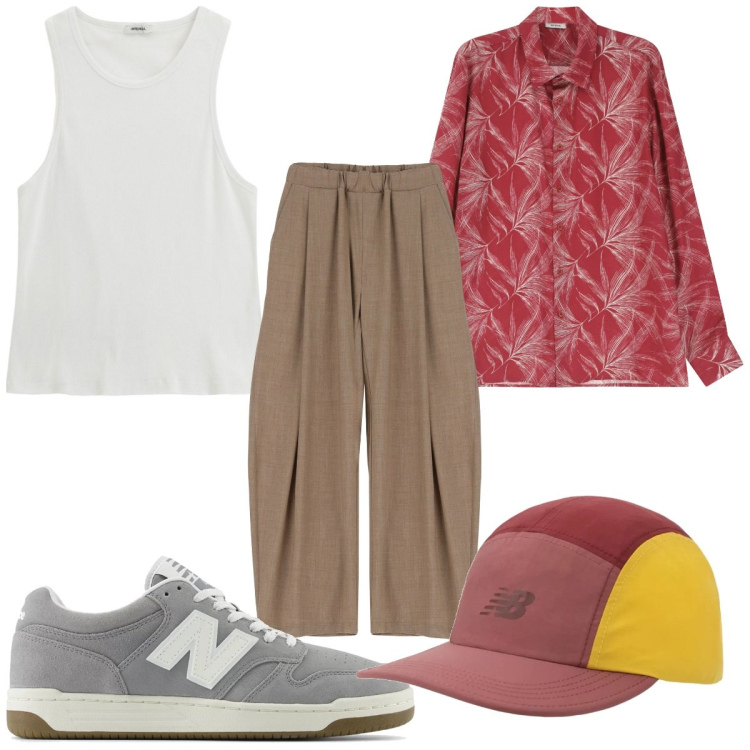 Outfit uomo - Total look #2211144. Stile Trendy per Tutti i giorni. Abbinamento con sneakers, cappelli con visiera, pantaloni, canottiere, camicie.