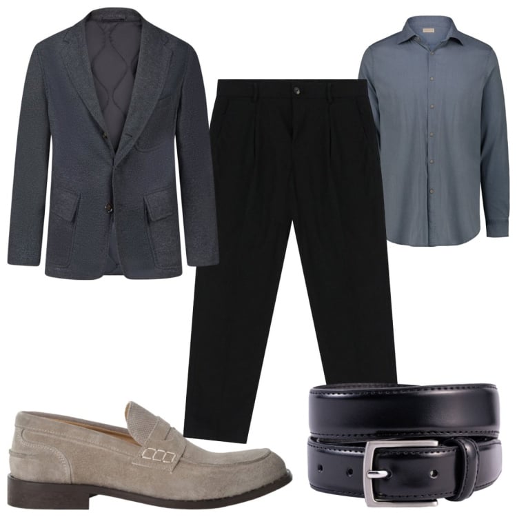 Outfit uomo - Total look #2211181. Stile Casual per Ufficio. Abbinamento con scarpe stringate, pantaloni chino, giacche, cinture, camicie.