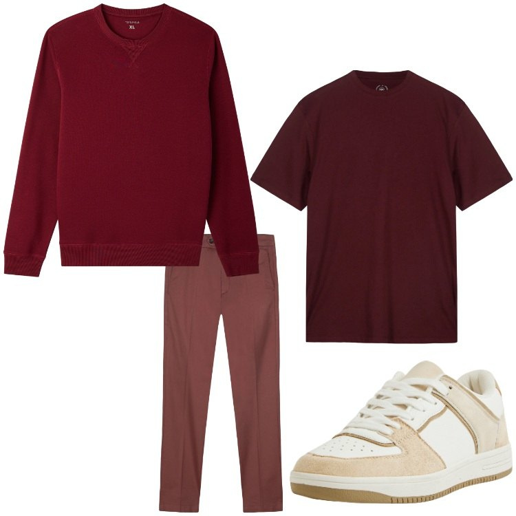 Outfit uomo - Il maglioncino. Stile Casual per Tutti i giorni. Abbinamento con felpe, sneakers, t-shirt, pantaloni chino.