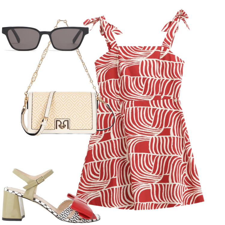 Outfit donna - Total look #2211257. Stile Urban per Tutti i giorni. Abbinamento con borse a tracolla, vestiti corti, sandali col tacco, occhiali da sole.