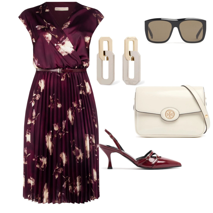 Outfit donna - Matrimonio civile invito. per Cerimonia. Abbinamento con vestiti midi/longuette, orecchini, occhiali da sole, borse a spalla, décolleté.