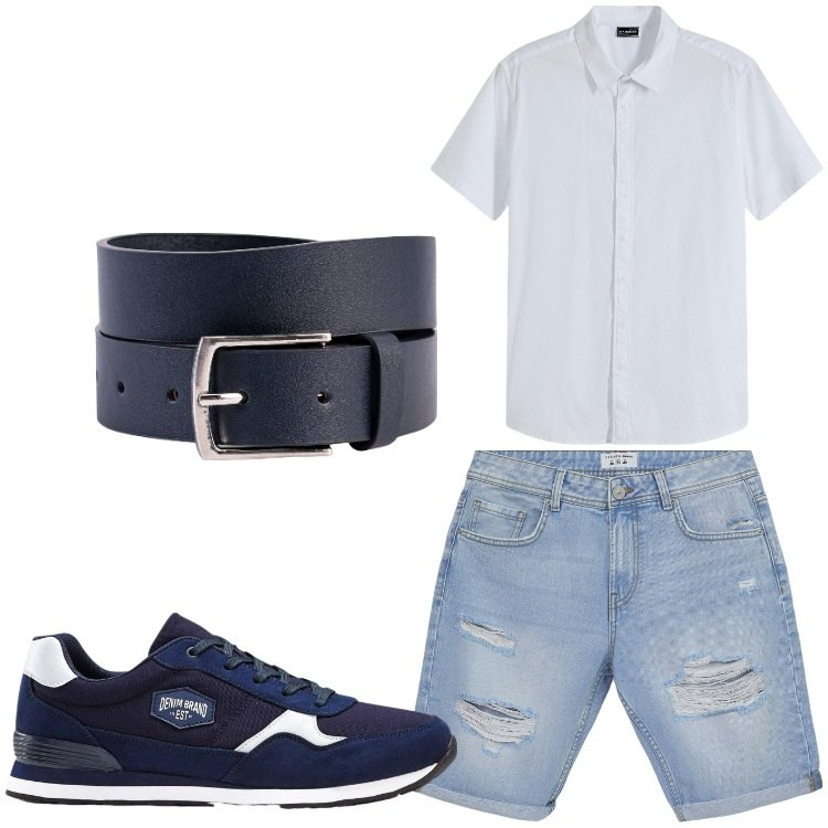 Outfit uomo - Jeans e camicia. Stile Casual per Serata speciale. Abbinamento con sneakers, camicie a manica corta, bermuda, cinture.