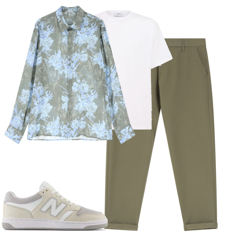 Outfit uomo - Luglio. Stile Urban per Tutti i giorni. Abbinamento con sneakers, camicie, pantaloni chino, t-shirt.