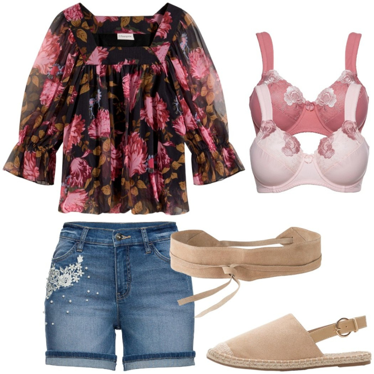 Outfit donna - Denim stile anni \'70. Stile 70s per Tutti i giorni. Abbinamento con shorts, bluse, reggiseni, cinture, espadrillas.