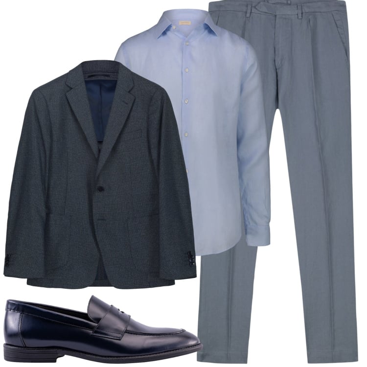Outfit uomo - Elegante. Stile Business/Elegante per Tutti i giorni. Abbinamento con scarpe stringate, pantaloni, giacche, camicie.