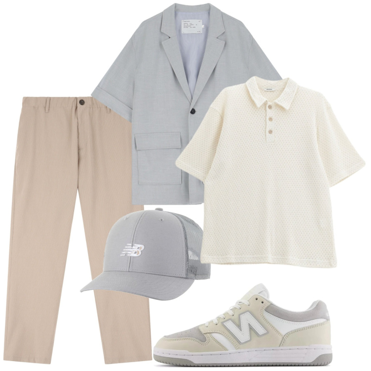 Outfit uomo - Luglio. Stile Casual per Tutti i giorni. Abbinamento con sneakers, cappelli con visiera, giacche, polo, pantaloni.