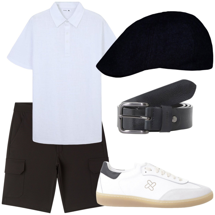Outfit uomo - Eleganza senza tempo. Stile Casual per Tutti i giorni. Abbinamento con pantaloni corti, polo, sneakers, cinture, cappelli e berretti.