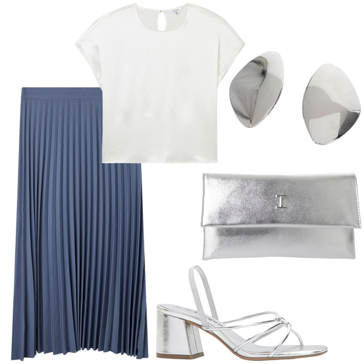 Outfit donna - Total look #2212060. Stile Bon Ton per Serata fuori. Abbinamento con sandali col tacco, gonne lunghe, bluse, pochette, orecchini.