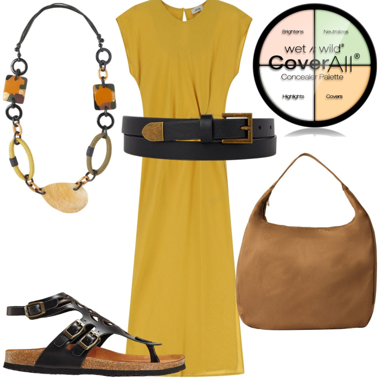 Outfit donna - Total look #2212086. Stile Casual per Tutti i giorni. Abbinamento con sandali in pelle, primer, borse a mano, vestiti lunghi, cinture, collane.