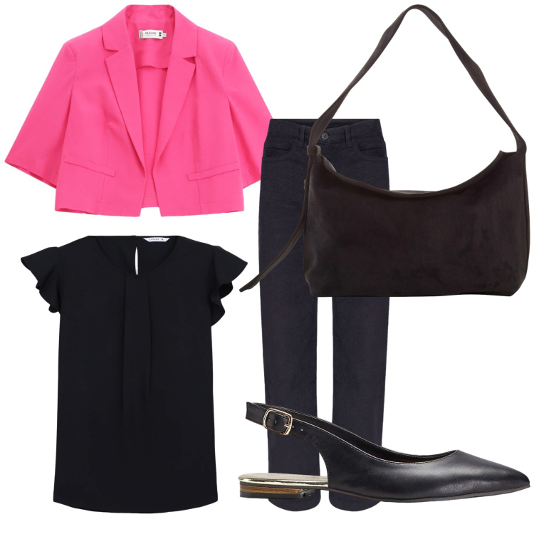Outfit donna - Ultimi giorni di ufficio. Stile Urban per Ufficio. Abbinamento con ballerine, borse a mano, bluse, blazer, pantaloni.