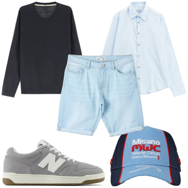 Outfit uomo - Total look #2212255. Stile Casual per Tutti i giorni. Abbinamento con bermuda, cappelli, sneakers, maglieria, camicie.