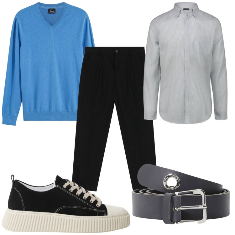 Outfit uomo - Total look #2212270. Stile Casual per Tutti i giorni. Abbinamento con maglieria, sneakers, pantaloni chino, cinture, camicie.