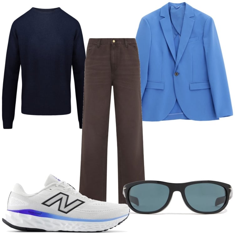 Outfit uomo - Total look #2212303. Stile Trendy per Tutti i giorni. Abbinamento con sneakers, giacche, maglieria, occhiali da sole, pantaloni.