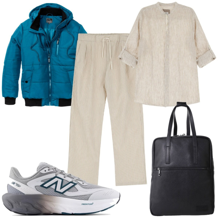 Outfit uomo - Total look #2212306. Stile Trendy per Tutti i giorni. Abbinamento con bomber, sneakers, camicie, borse sportive, pantaloni.