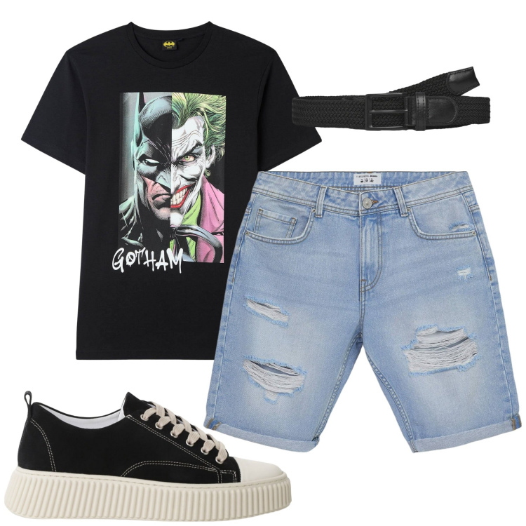 Outfit uomo - Total look #2212393. Stile Casual per Tutti i giorni. Abbinamento con bermuda, cinture, t-shirt, sneakers.