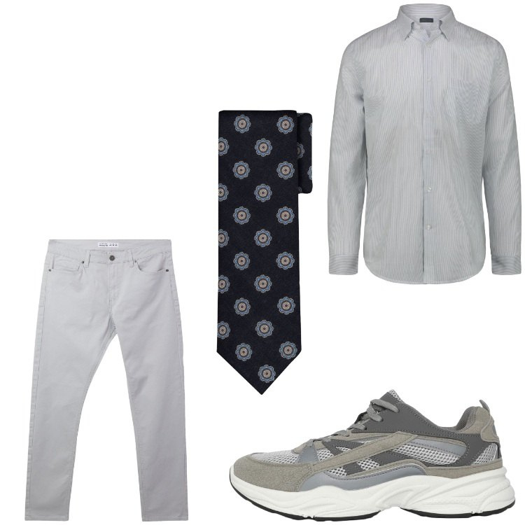 Outfit uomo - Informale. Stile Business/Elegante per Serata speciale. Abbinamento con pantaloni skinny, sneakers, camicie, cravatte.