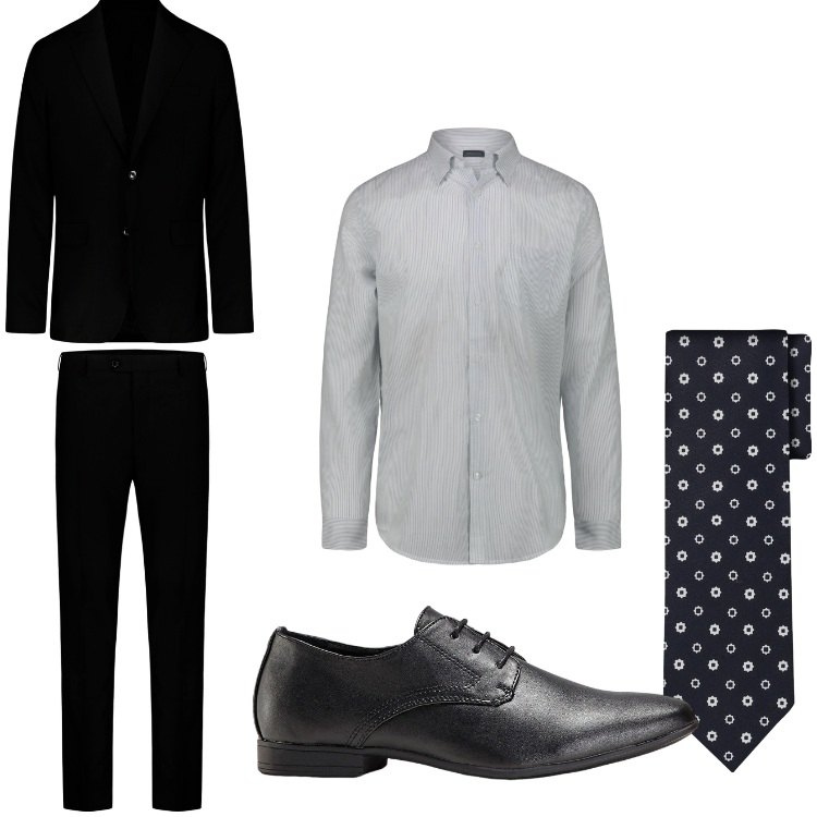 Outfit uomo - Classico. Stile Business/Elegante per Cerimonia. Abbinamento con scarpe stringate, abiti, camicie, cravatte.