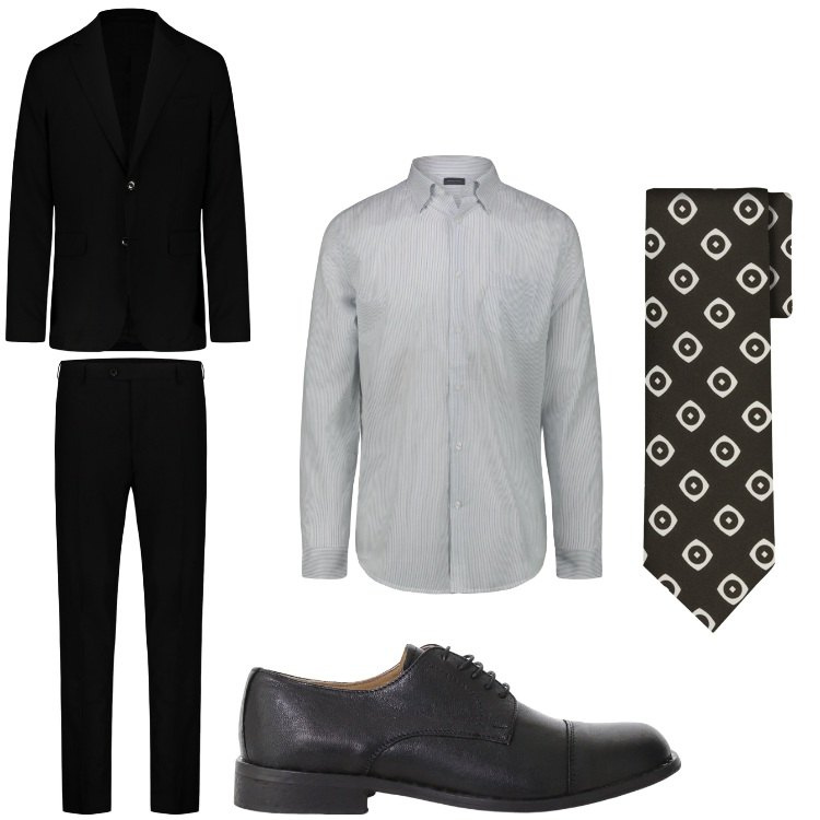 Outfit uomo - Invitato a nozze. Stile Business/Elegante per Cerimonia. Abbinamento con scarpe stringate, abiti, cravatte, camicie.