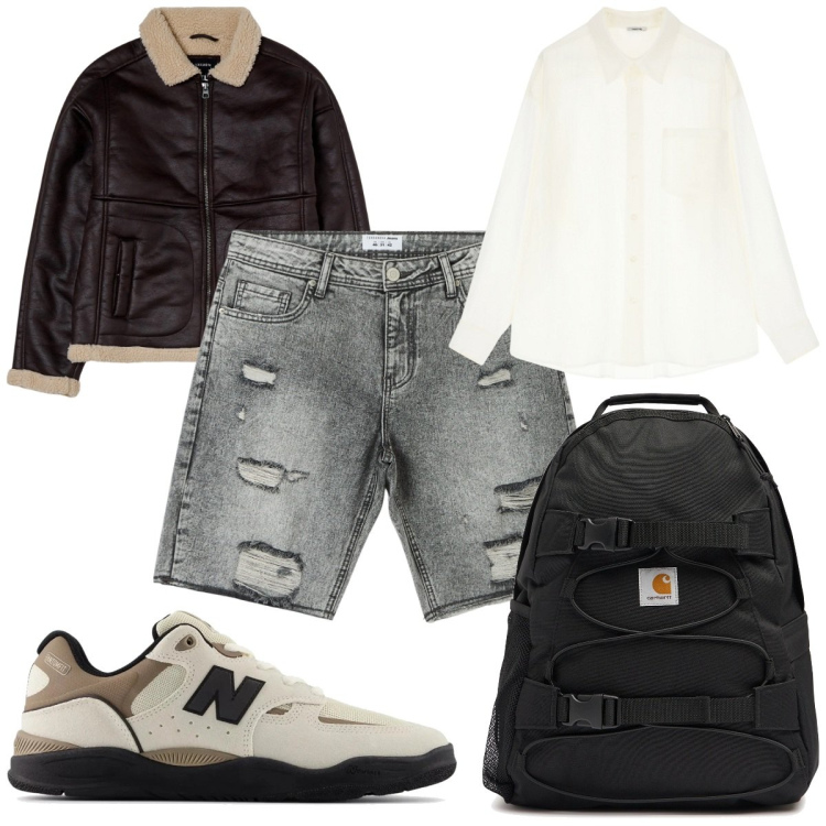 Outfit uomo - Total look #2212624. Stile Trendy per Tutti i giorni. Abbinamento con shorts, giacche, sneakers, camicie, borse sportive.