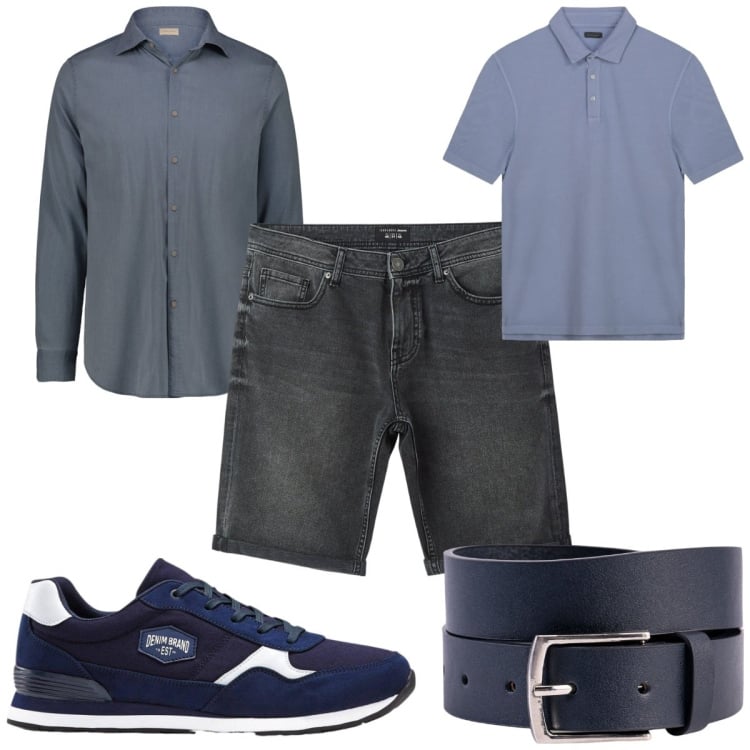 Outfit uomo - Total look #2212629. Stile Casual per Tutti i giorni. Abbinamento con sneakers, bermuda, cinture, polo, camicie.
