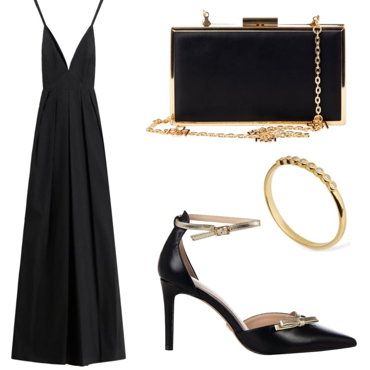 Outfit donna - Total look #2212654. Stile Glamour per Serata fuori. Abbinamento con décolleté, pochette, vestiti lunghi, anelli.