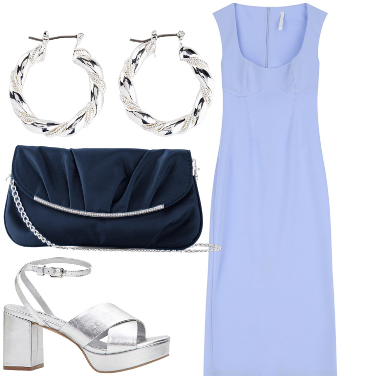 Outfit donna - Total look #2212740. Stile Bon Ton per Serata fuori. Abbinamento con pochette, orecchini, sandali col tacco, vestiti midi/longuette.