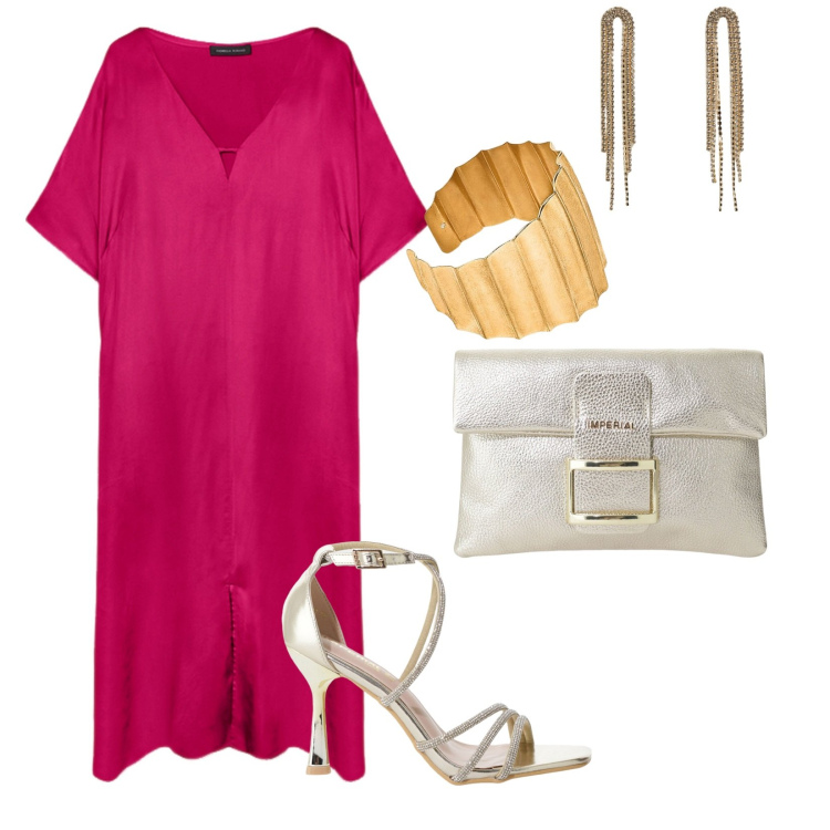 Outfit donna - Matrimonio in vacanza. per Cerimonia. Abbinamento con orecchini, sandali col tacco, pochette, vestiti lunghi, braccialetti.