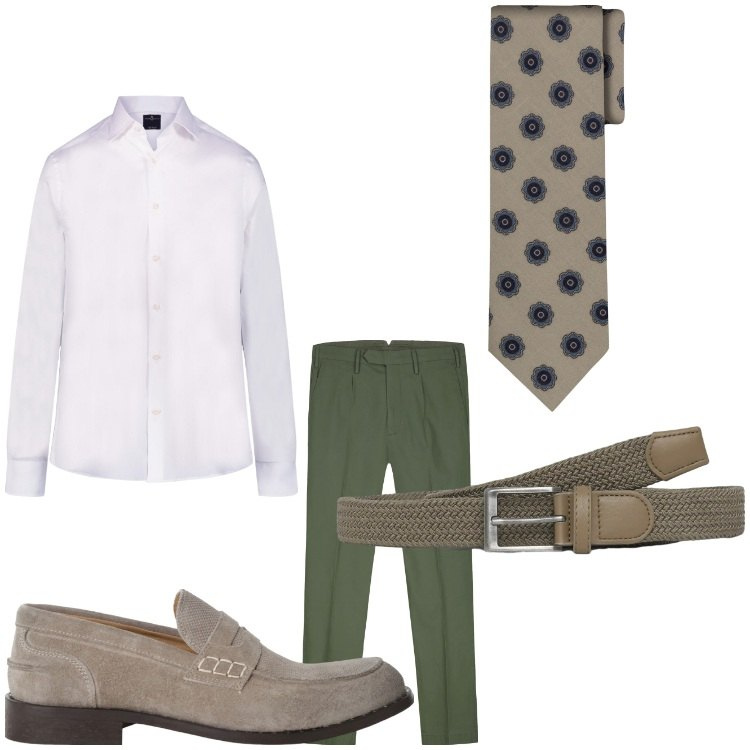 Outfit uomo - Stiloso. Stile Casual per Tutti i giorni. Abbinamento con cinture, scarpe stringate, camicie, pantaloni, cravatte.