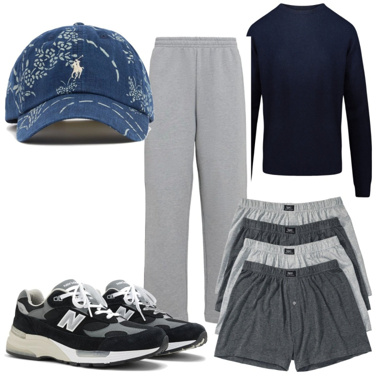 Outfit uomo - Total look #2213393. Stile Trendy per Tutti i giorni. Abbinamento con boxer, sneakers, maglieria, pantaloni, cappelli.