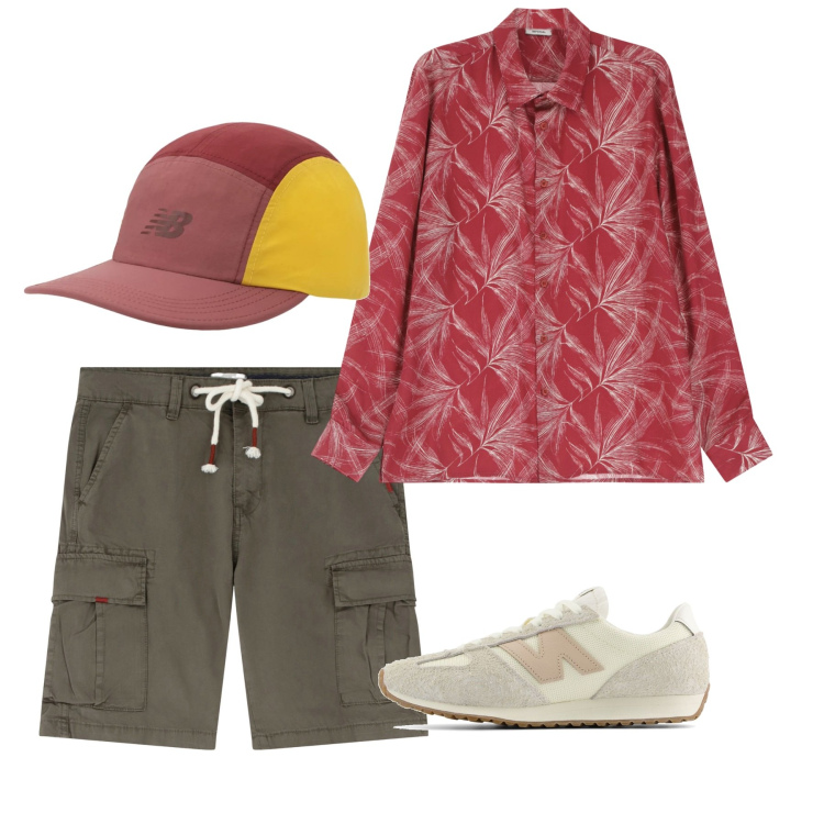 Outfit uomo - Luglio. Stile Casual per Tutti i giorni. Abbinamento con sneakers, cappelli con visiera, bermuda, camicie.