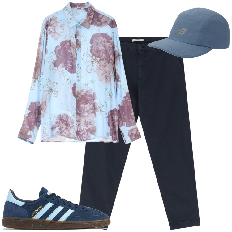 Outfit uomo - Total look #2213439. Stile Urban per Tutti i giorni. Abbinamento con cappelli con visiera, camicie, pantaloni chino, sneakers.