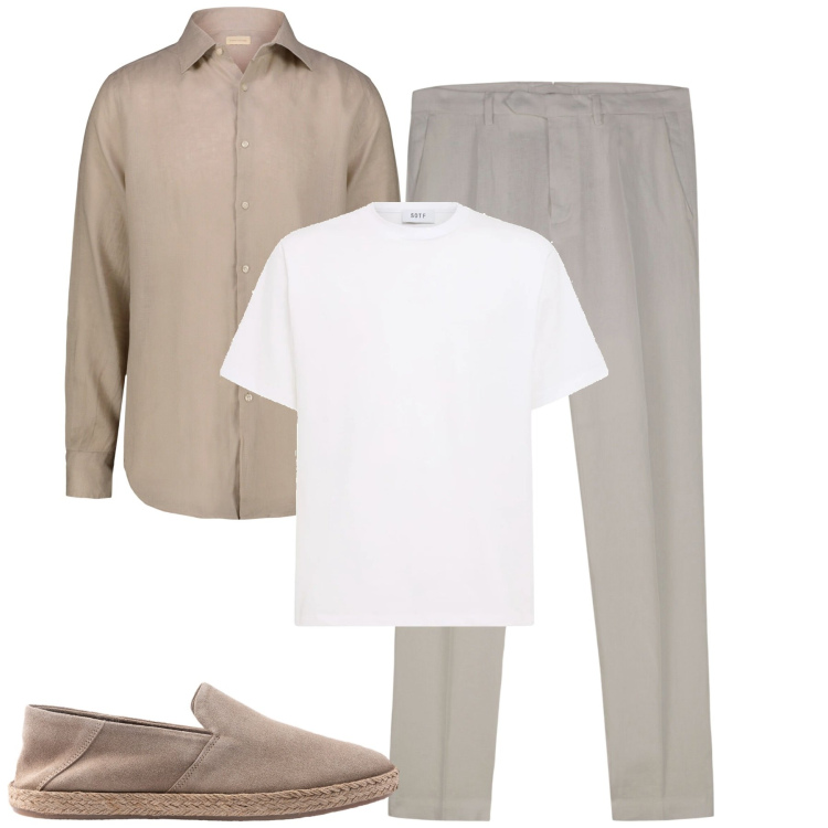 Outfit uomo - City. Stile Urban per Tutti i giorni. Abbinamento con camicie, pantaloni, t-shirt, espadrillas.