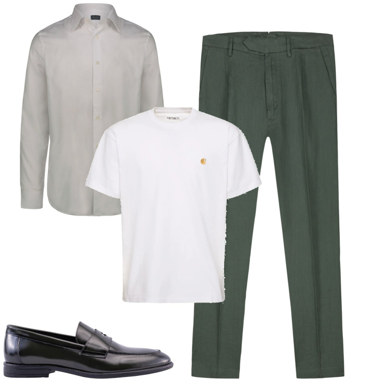 Outfit uomo - Total look #2213461. Stile Urban per Tutti i giorni. Abbinamento con camicie, scarpe stringate, pantaloni, t-shirt.