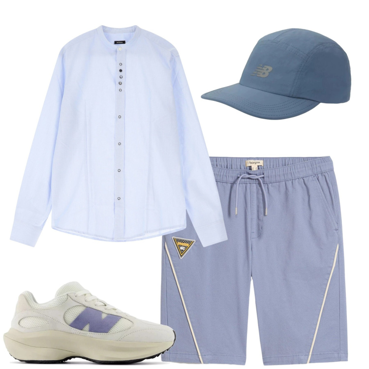 Outfit uomo - Total look #2213474. Stile Casual per Tutti i giorni. Abbinamento con bermuda, sneakers, cappelli con visiera, camicie.