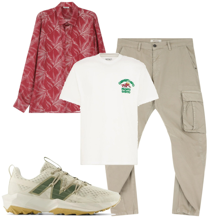 Outfit uomo - Total look #2213485. Stile Casual per Tutti i giorni. Abbinamento con sneakers, camicie, pantaloni cargo, t-shirt.